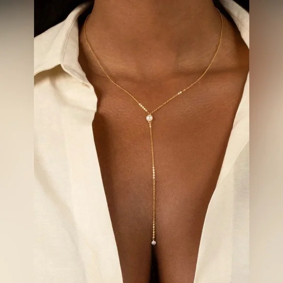 Elegant Gold Lariat Necklace - Picture 1 of 1